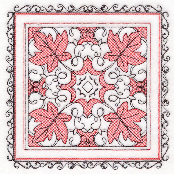 Festive Fall Maple Leaves Kaleidoscope (Trapunto) - Image 5