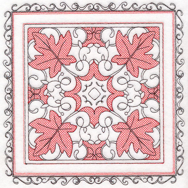 Festive Fall Maple Leaves Kaleidoscope (Trapunto) - Image 9