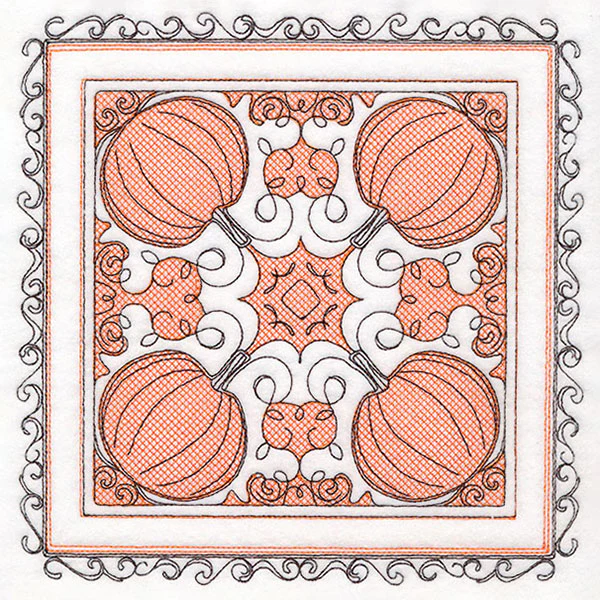 Festive Fall Pumpkins Kaleidoscope (Trapunto)