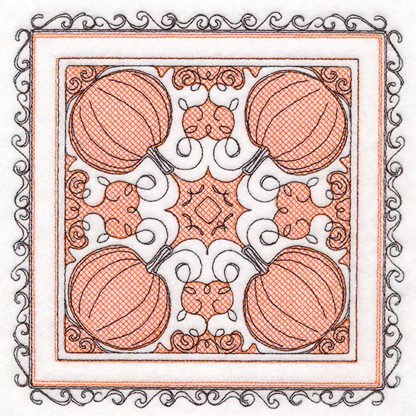 Festive Fall Pumpkins Kaleidoscope (Trapunto) - Image 2