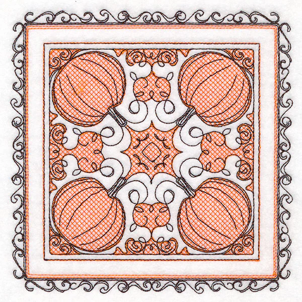Festive Fall Pumpkins Kaleidoscope (Trapunto) - Image 3