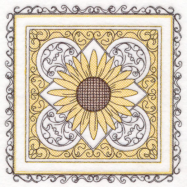 Festive Fall Sunflowers Kaleidoscope (Trapunto) - Image 2