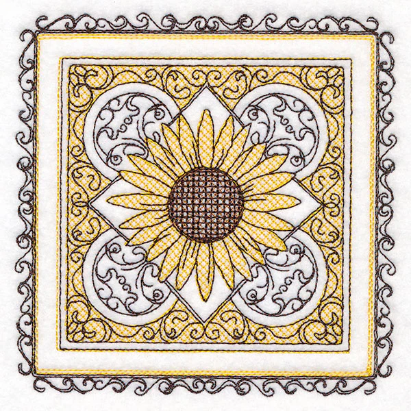 Festive Fall Sunflowers Kaleidoscope (Trapunto) - Image 4