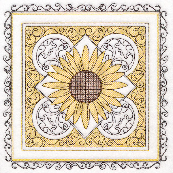 Festive Fall Sunflowers Kaleidoscope (Trapunto) - Image 5