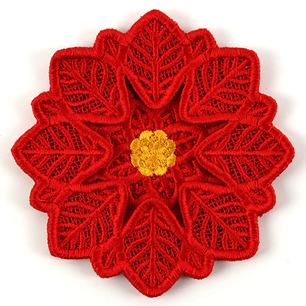 Festive Poinsettia Wine Glass Coaster (Lace) - Image 5