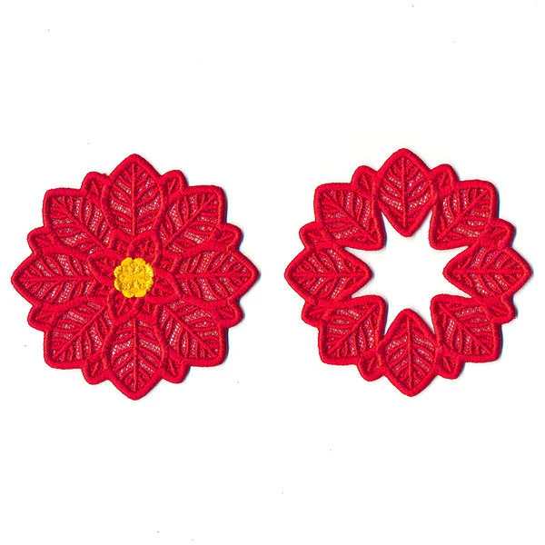 Festive Poinsettia Wine Glass Coaster (Lace) - Image 6