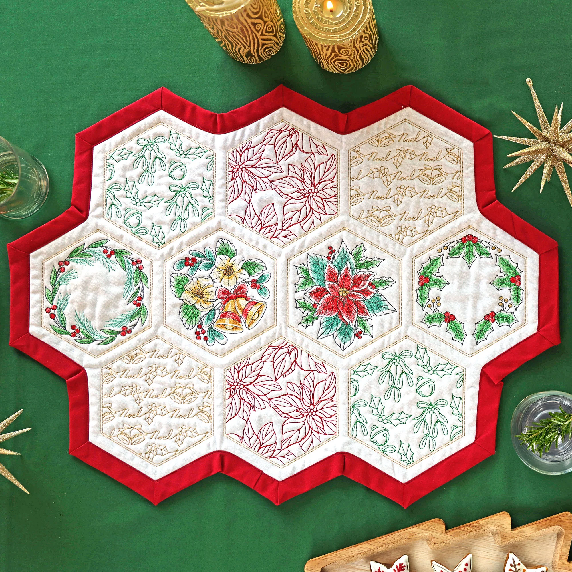Festive Stitches Quilt Hexagon Design Pack - Image 2