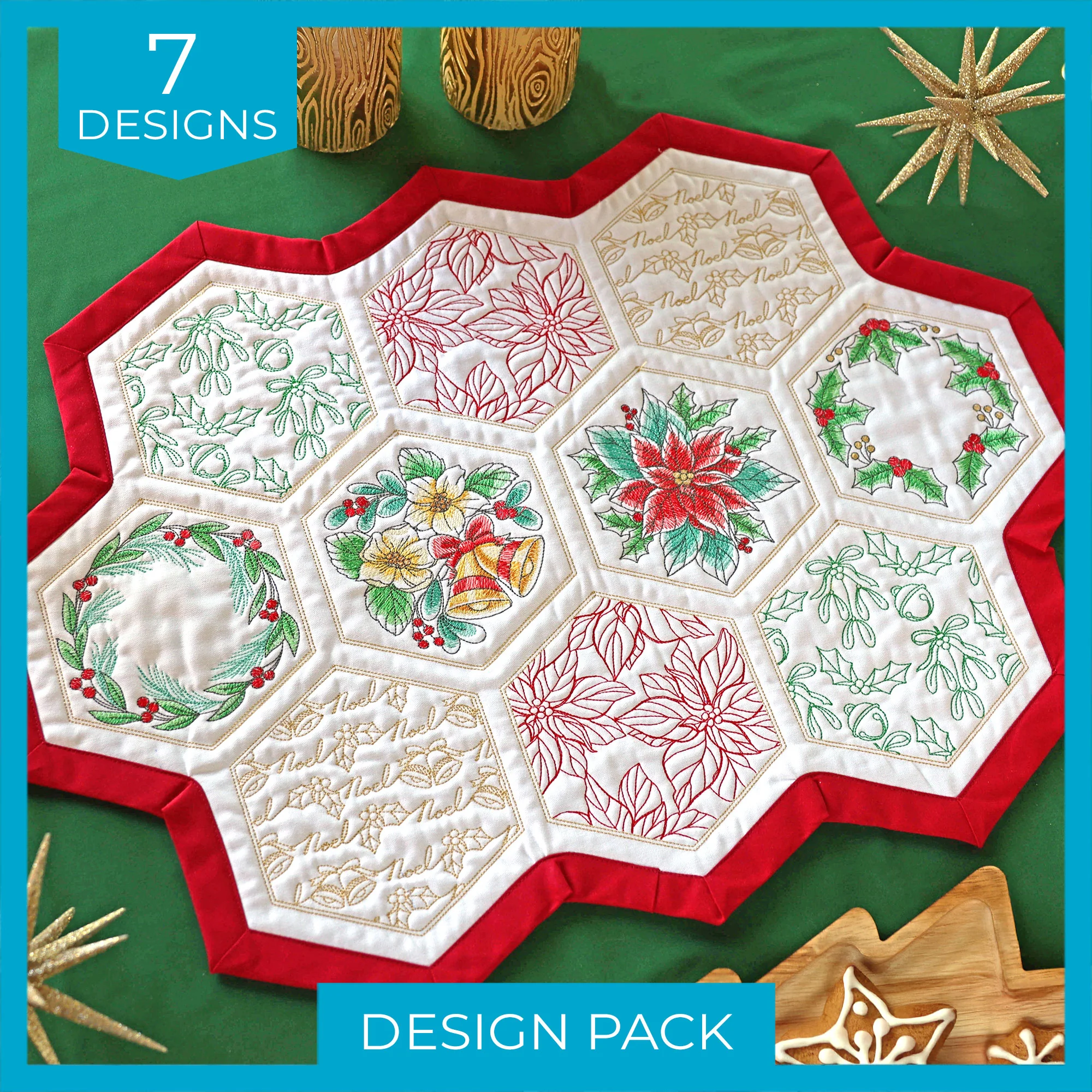 Festive Stitches Quilt Hexagon Design Pack - Image 7