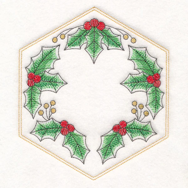 Festive Stitches Quilt Hexagon - Holly - Image 2