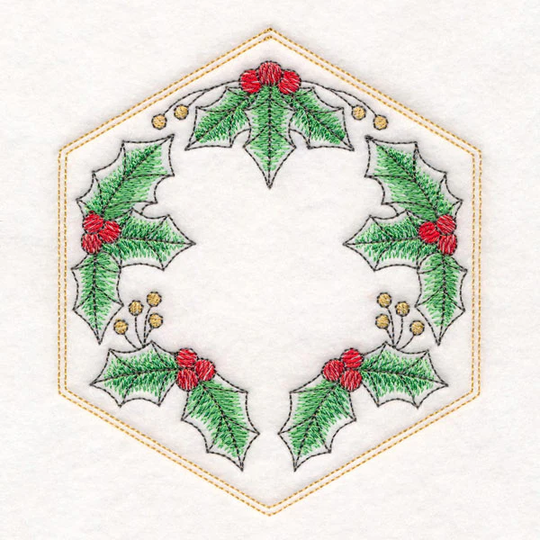 Festive Stitches Quilt Hexagon - Holly - Image 3