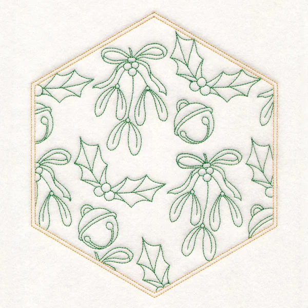 Festive Stitches Quilt Hexagon - Mistletoe - Image 4
