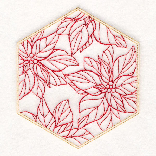 Festive Stitches Quilt Hexagon - Poinsettias - Image 3