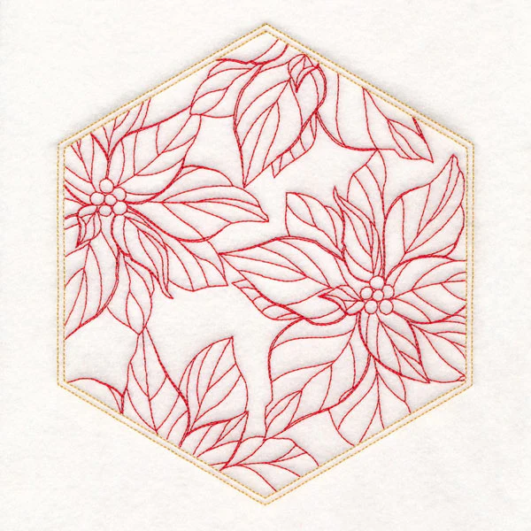 Festive Stitches Quilt Hexagon - Poinsettias - Image 4