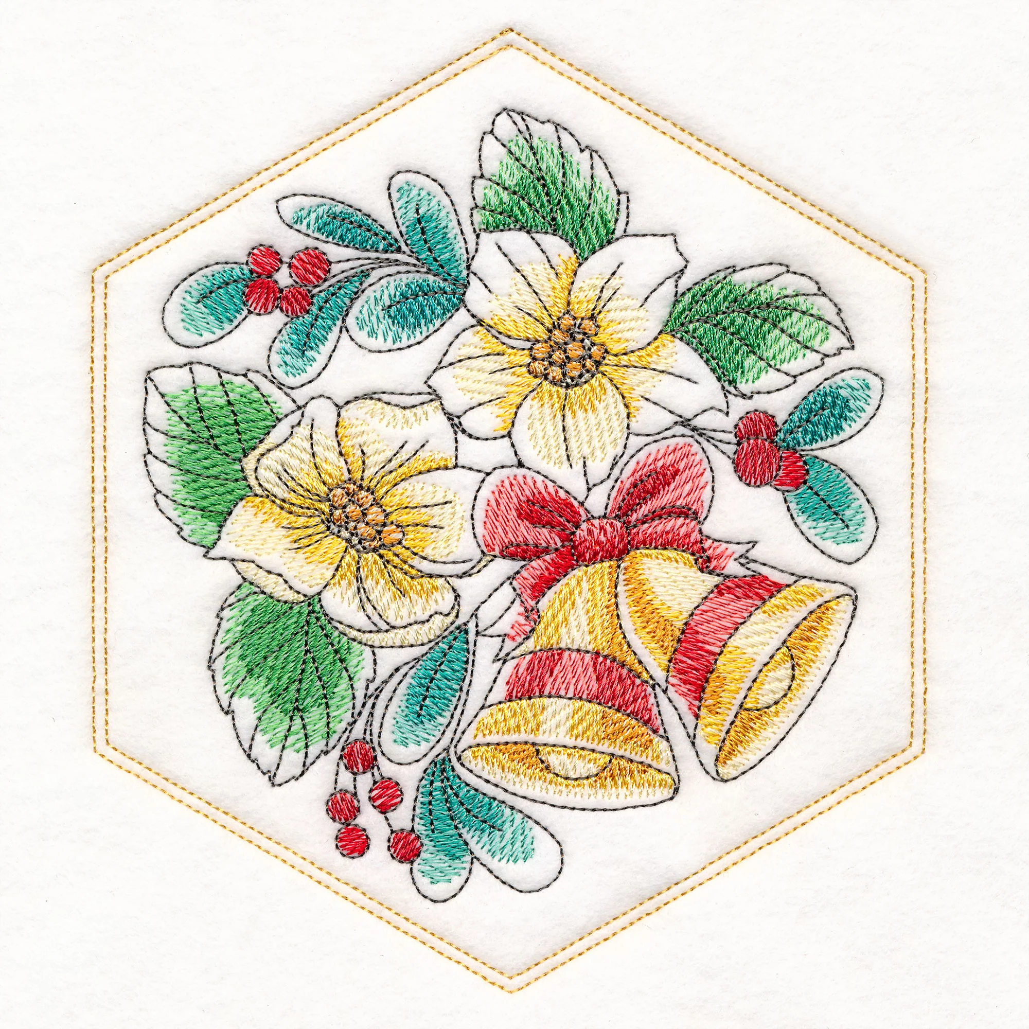Festive Stitches Quilt Hexagon - Rose - Image 2