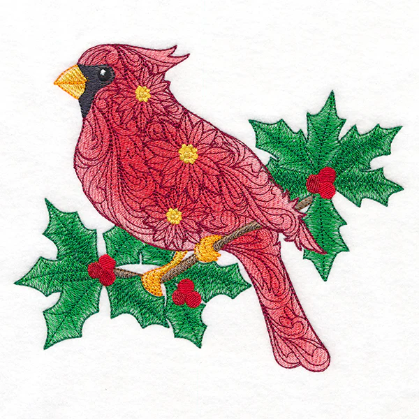 Filigree Cardinal on Holly - Image 3