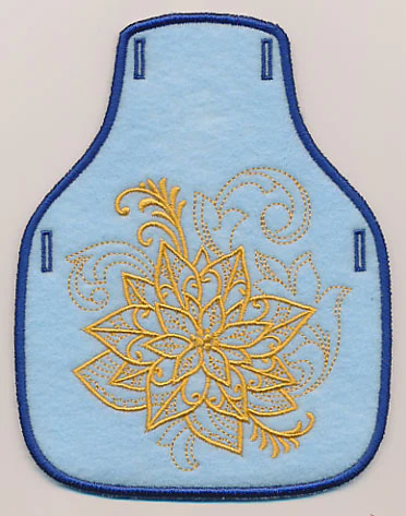 Filigree Christmas Poinsettia Bottle Apron (Goldwork) (In-the-Hoop)