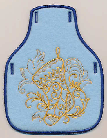 Filigree Christmas Stocking Bottle Apron (Goldwork) (In-the-Hoop)