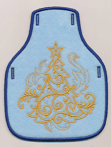 Filigree Christmas Tree Bottle Apron (Goldwork) (In-the-Hoop)