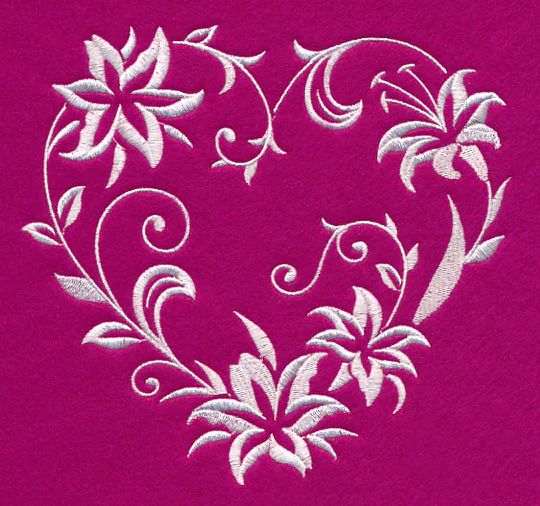 Filigree Lily Heart (Whitework) - Image 2