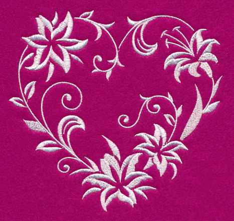 Filigree Lily Heart (Whitework) - Image 3