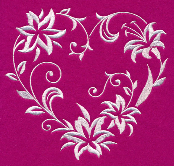 Filigree Lily Heart (Whitework) - Image 6