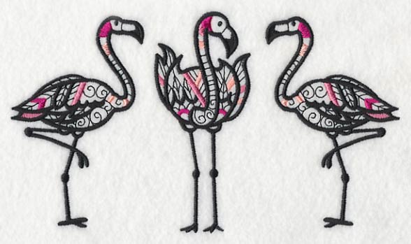 Flamingo Trio (Blackwork) - Image 3
