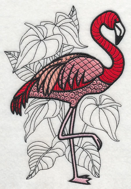 Flamingo with Anthurium (Blackwork) - Image 2