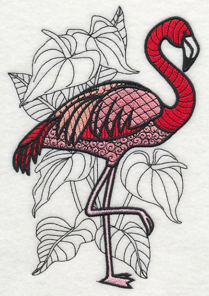 Flamingo with Anthurium (Blackwork) - Image 3