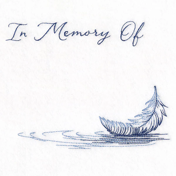 Floating Feather Memorial Quilt Label - Image 2