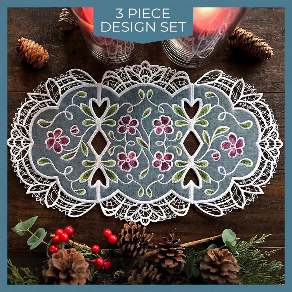 Floral Lace Edge Table Runner (In-the-Hoop) - Image 8