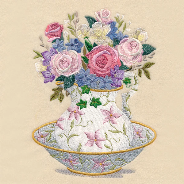 Floral Wash Basin and Pitcher - Image 2