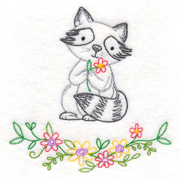 Floral Woodland Friends - Raccoon (Vintage) - Image 4