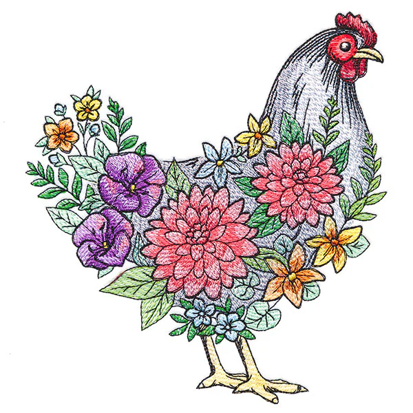 Flourishing Hen in Flowers - Image 9
