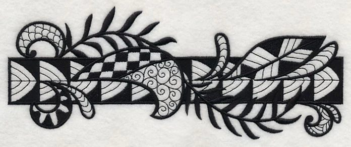 Flowers and Leaves Border (Blackwork) - Image 2