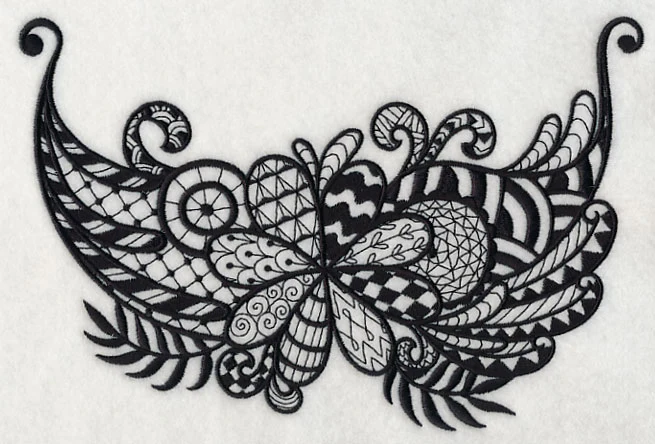 Flowers and Leaves Spray (Blackwork) - Image 2