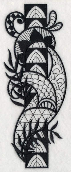 Flowers and Leaves Vertical Border (Blackwork) - Image 3
