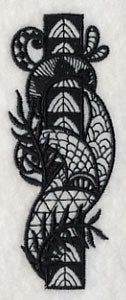 Flowers and Leaves Vertical Border (Blackwork) - Image 5