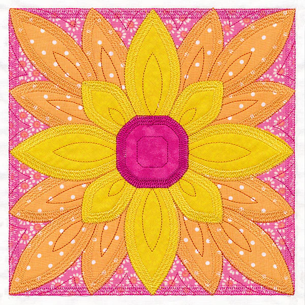 Flowers in Bloom Quilt Block 1 (In-the-Hoop)
