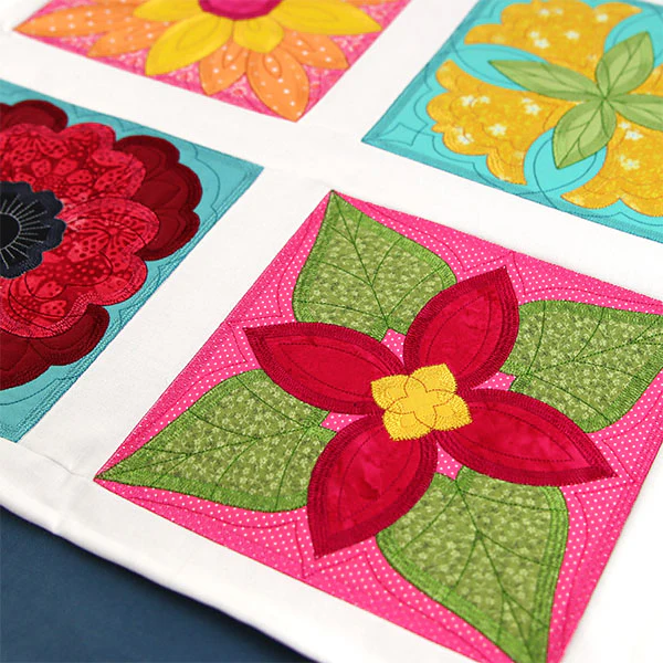 Flowers in Bloom Quilt Block 2 (In-the-Hoop) - Image 4