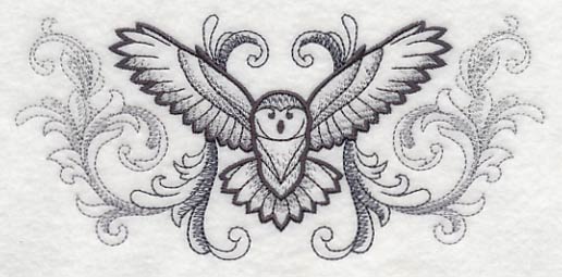 Flying Owl with Baroque Background - Image 4