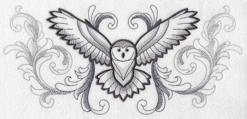Flying Owl with Baroque Background - Image 5