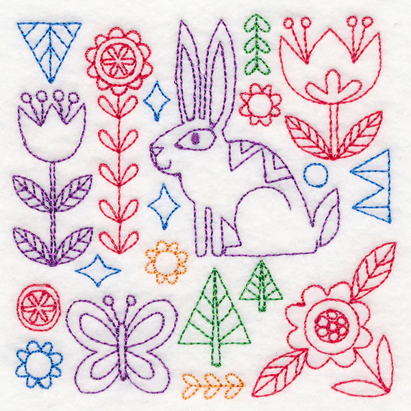 Folk Art Animal Square - Bunny (Vintage) - Image 5