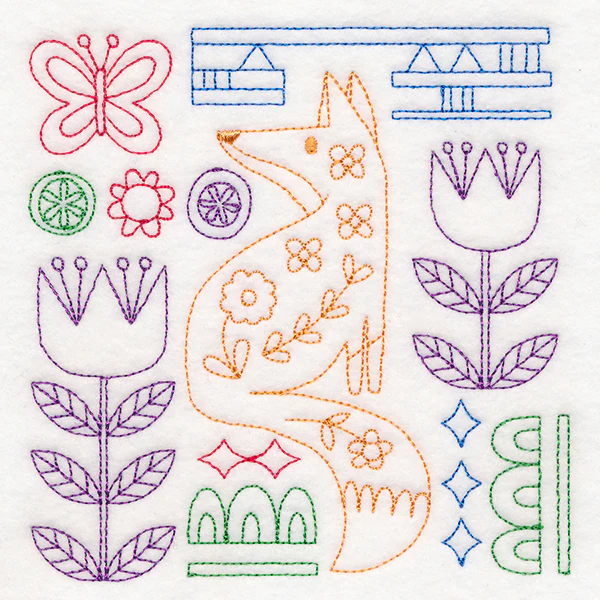 Folk Art Animal Square - Fox (Vintage) - Image 4