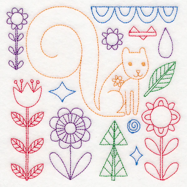 Folk Art Animal Square - Squirrel (Vintage) - Image 4