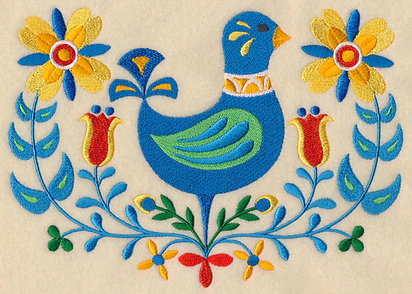 Folk Art Bird in Flowers - Image 3