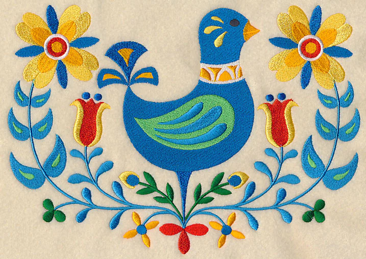 Folk Art Bird in Flowers - Image 6