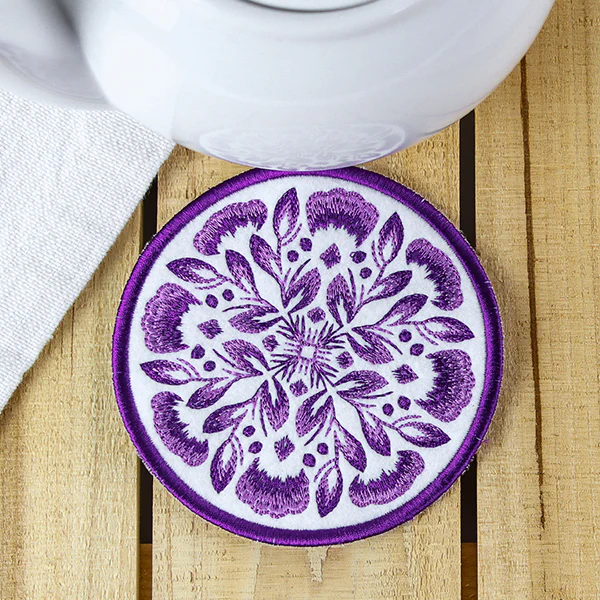 Folk Botanicals Coaster 4 (In-the-Hoop) - Image 9