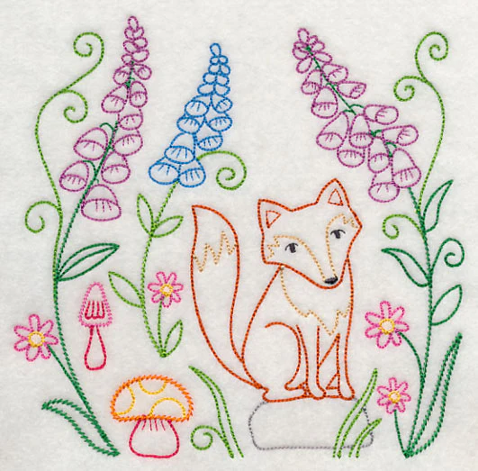 Fox in Forest Flowers (Vintage) - Image 2