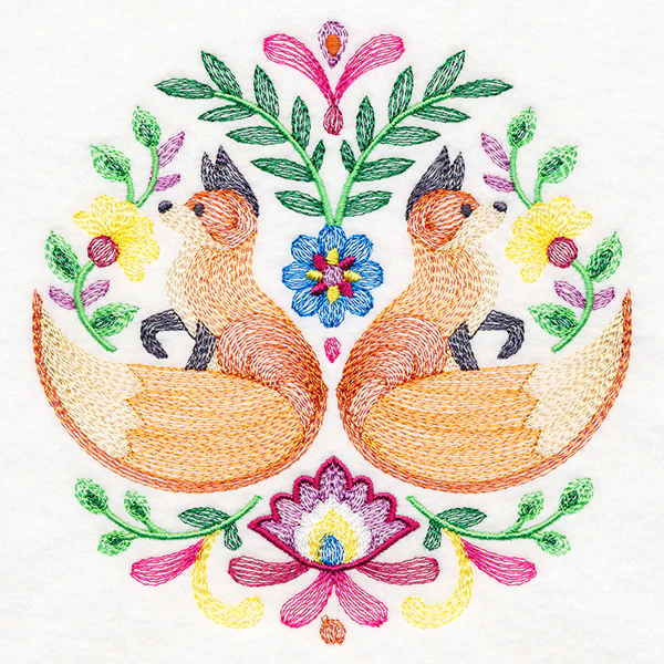 Foxes Folk Art Crest - Image 3