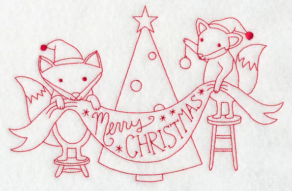 Foxy Merry Christmas (Redwork) - Image 2